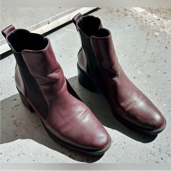 Zara Shoes - Zara Women's Burgundy Leather Ankle Boots